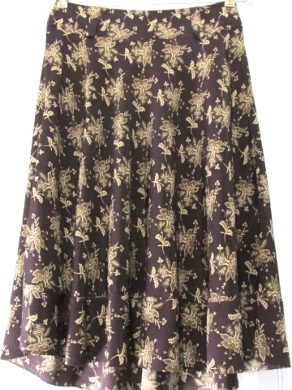 Sundance Brown Floral Full Skirt, Size 8